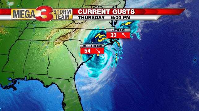 Thursday Evening Wind Gusts from Dorian